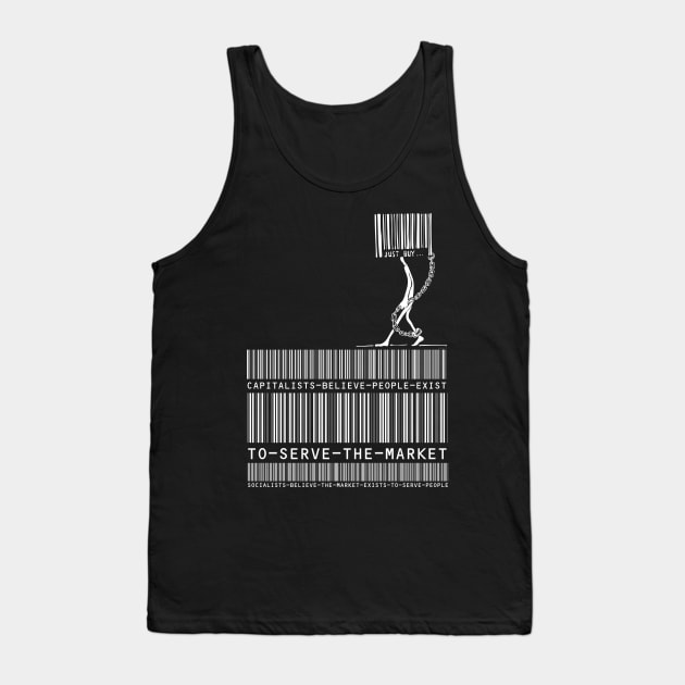 Capitalism Versus Socialism Barcode White Tank Top by chilangopride